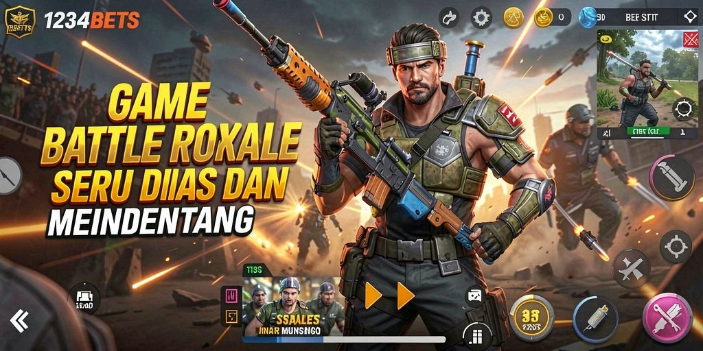 Gameplay aksi seru dalam <strong>1234BETS</strong> saat bertarung di medan perang.