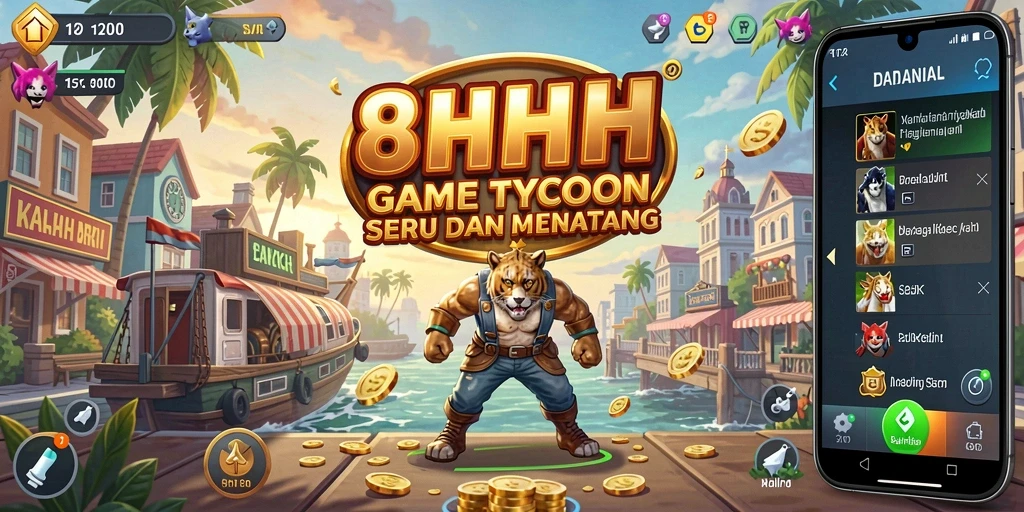 Tampilan gameplay 8HHH dengan aktivitas bisnis yang menarik.