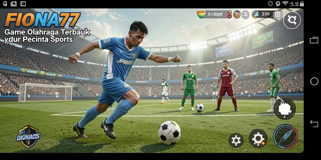 Screenshot utama FIONA77 yang menunjukkan keseruan gameplay olahraga.