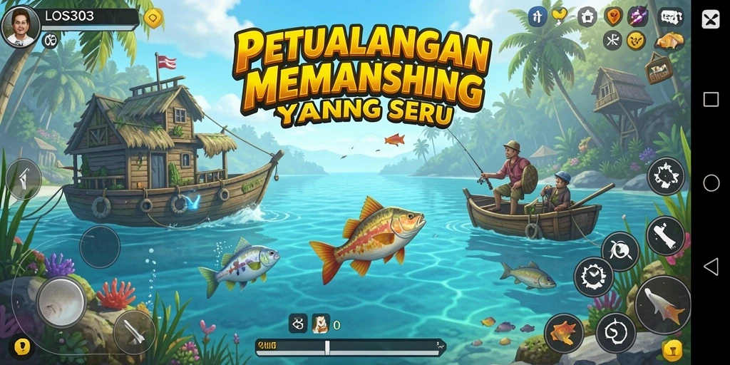 Screenshot gameplay Fishing yang menampilkan petualangan memancing seru.