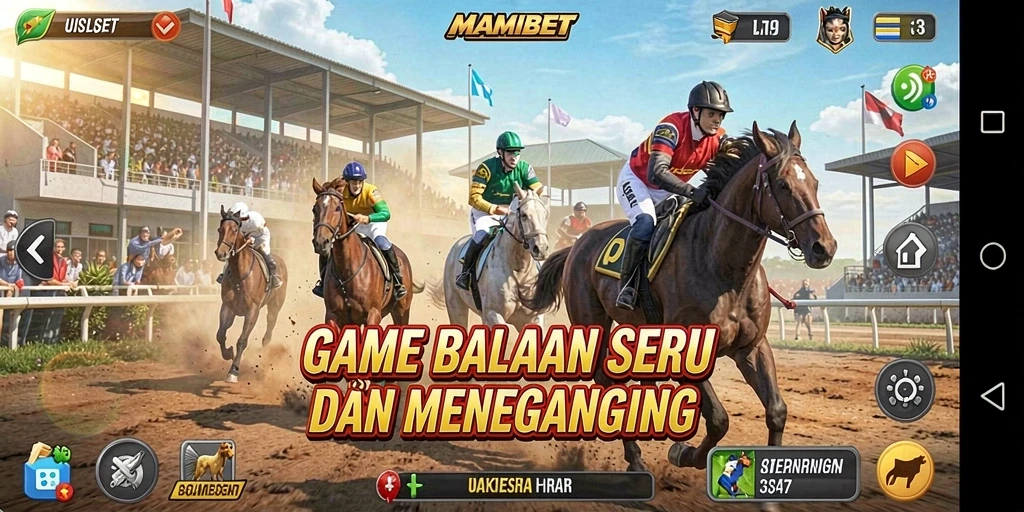 Tampilan gameplay balapan menegangkan dalam MAMIBET.