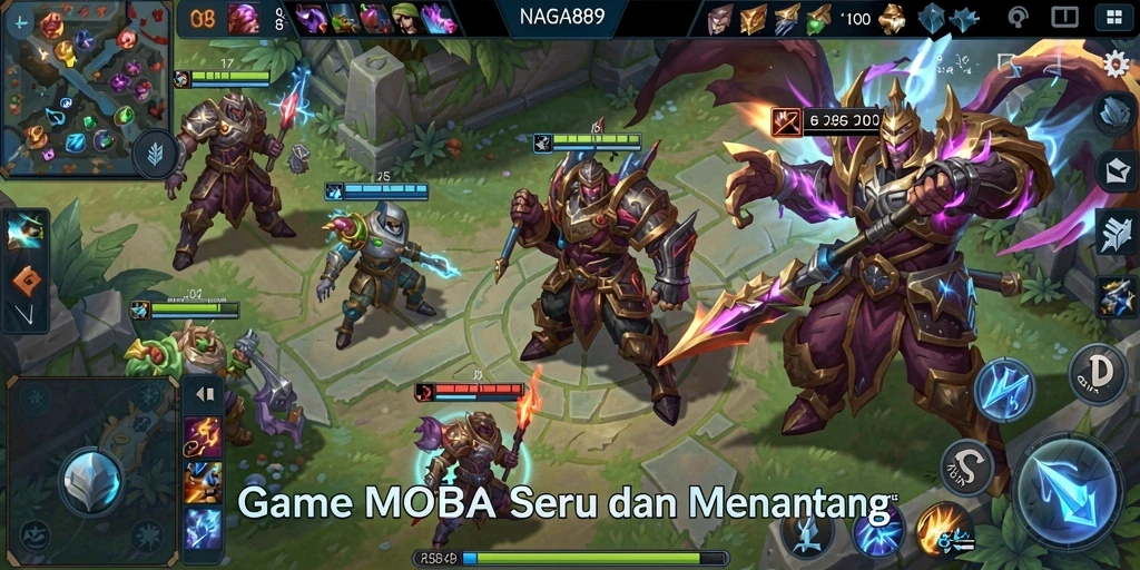 Tampilan gameplay seru dari NAGA889 dalam aksi MOBA.