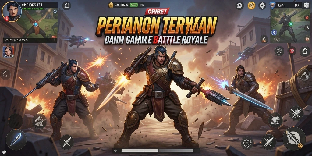 Screenshot gameplay ORIBET menampilkan aksi mendebarkan dalam Battle Royale.