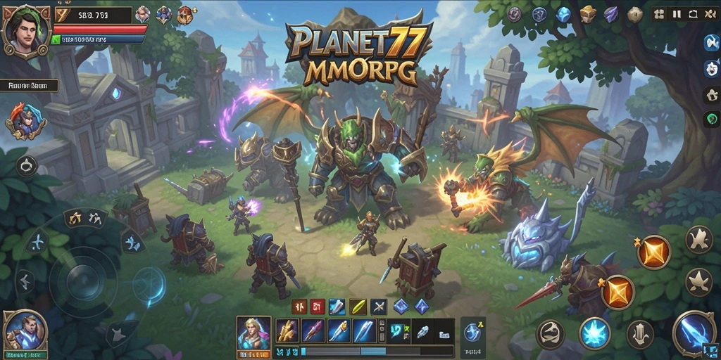 Tampilan gameplay PLANET77 yang menakjubkan di dunia MMORPG.