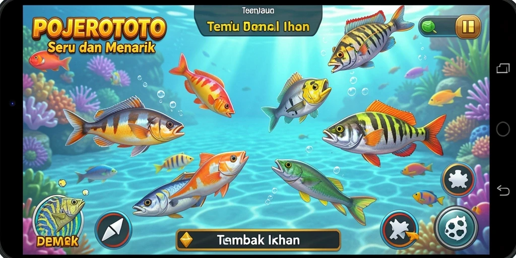 Tampilan action gameplay Tembak Ikan dalam POJEROTOTO.