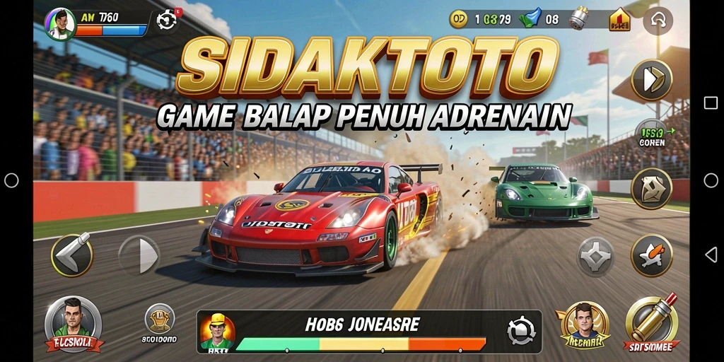 Gameplay balap menegangkan dalam SIDAKTOTO menunjukkan kecepatan dan ketegangan.