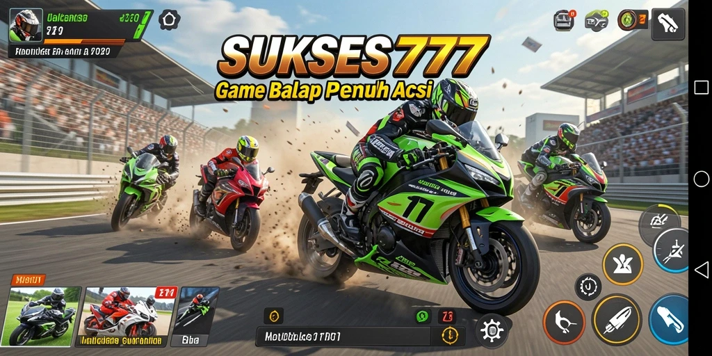 Screenshot utama SUKSES777 menunjukkan aksi balapan motor yang mendebarkan.