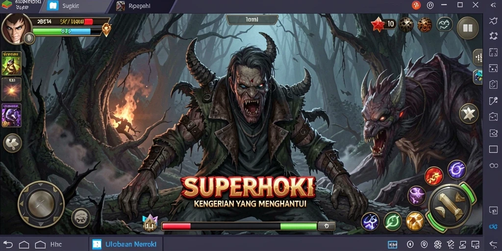 Tampilan menyeramkan dalam gameplay SUPERHOKI yang memukau.