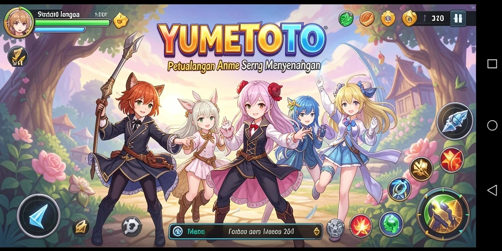 Tampilan gameplay YUMETOTO dengan karakter Anime yang menarik.